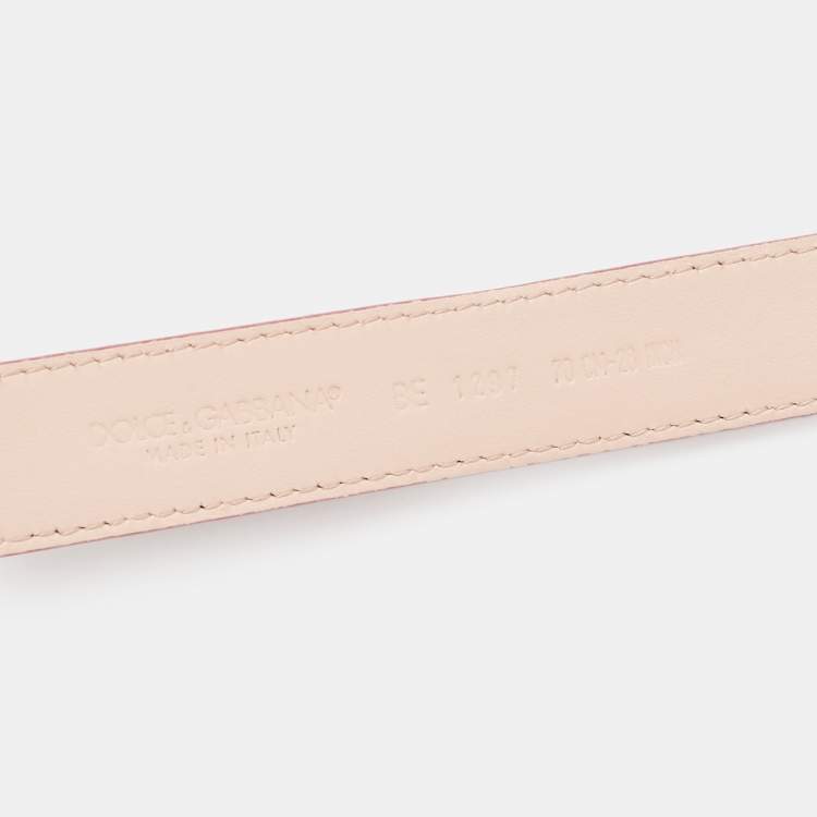 Pre Owned Dolce & Gabbana Pink Leather DG Logo Buckle Belt 70CM