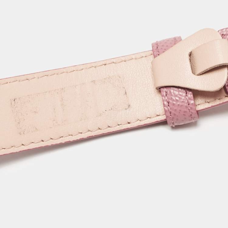Pre Owned Dolce & Gabbana Pink Leather DG Logo Buckle Belt 70CM