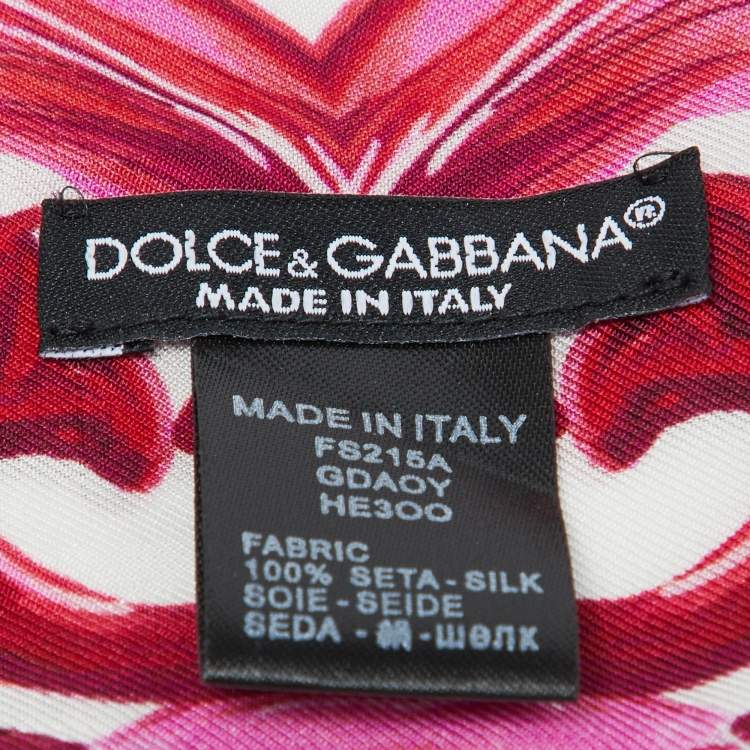 Pre Owned Dolce & Gabbana Pink/White Majolica Print Silk Bandeau Head Scarf