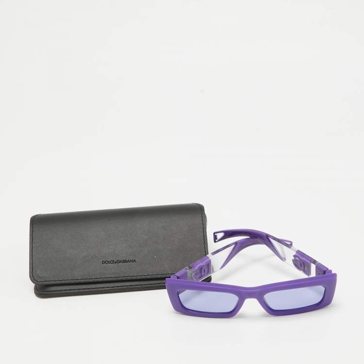 Pre Owned Dolce & Gabbana Purple Rubber DG6173 Rectangle Sunglasses
