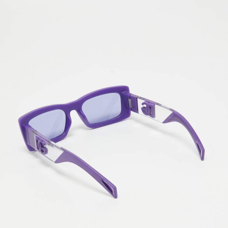 Pre Owned Dolce & Gabbana Purple Rubber DG6173 Rectangle Sunglasses