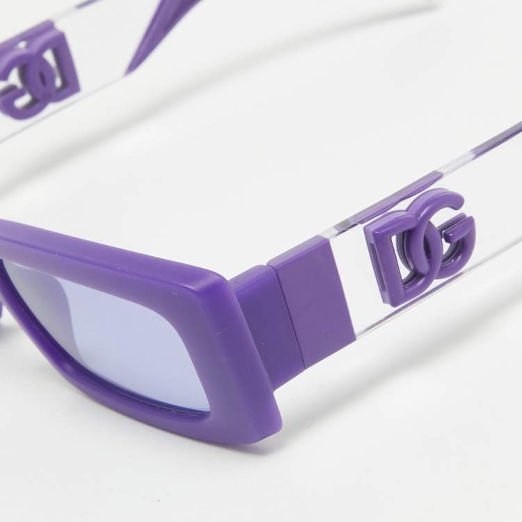 Pre Owned Dolce & Gabbana Purple Rubber DG6173 Rectangle Sunglasses