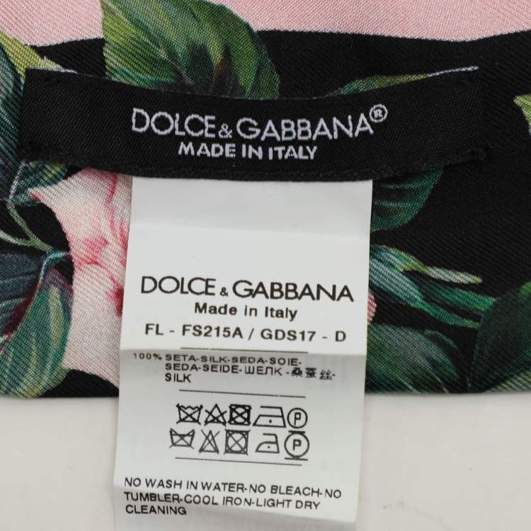 Pre Owned Dolce & Gabbana Pink Rose Print Silk Bandeau Scarf