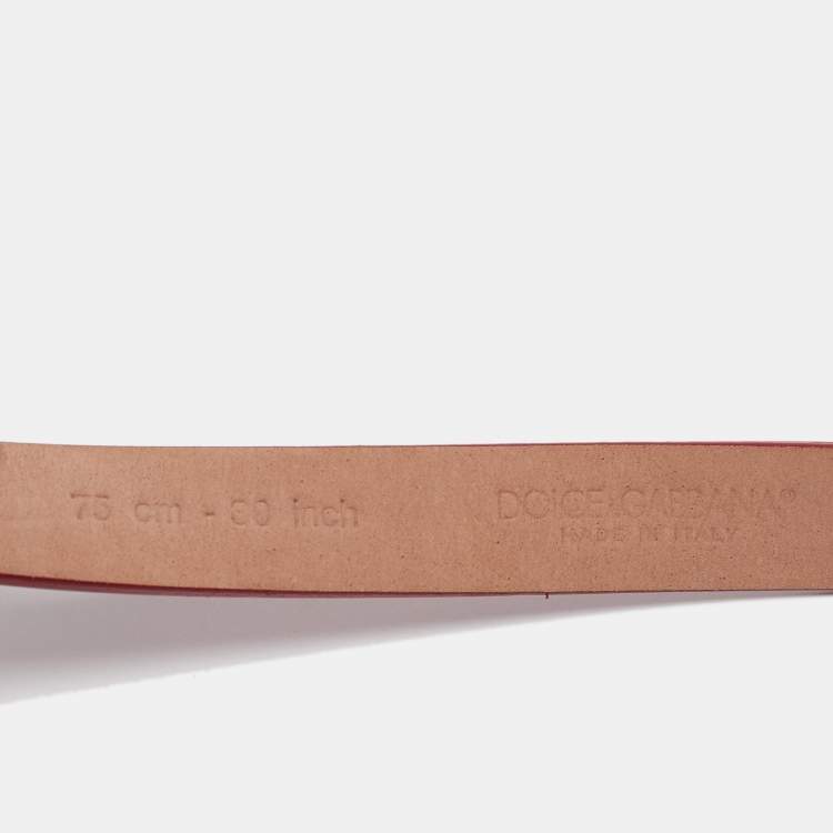 مملوكة مسبقًا Dolce & Gabbana Red Patent Leather Logo Plaque Belt 75 CM