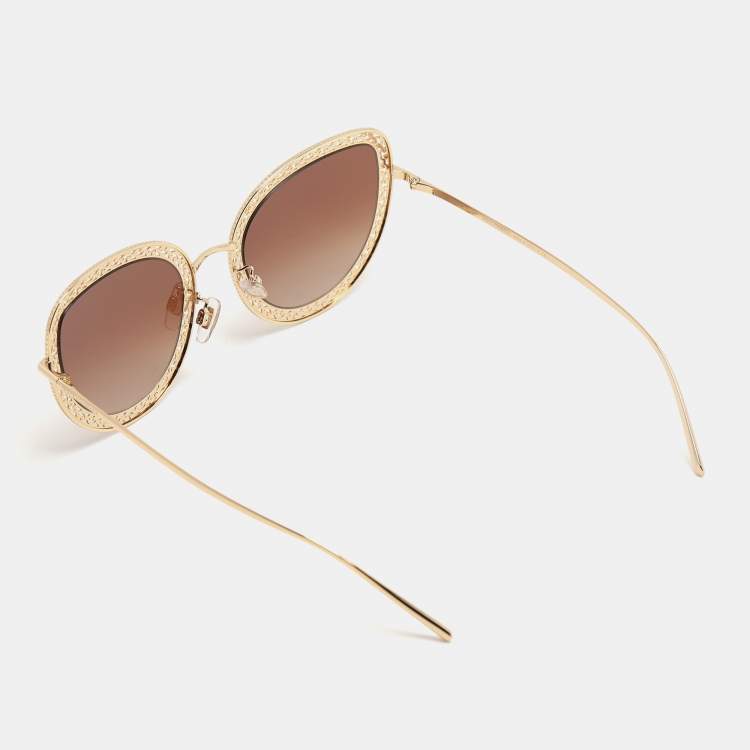 Pre Owned Dolce & Gabbana Gold Tone Metal DG2226 Devotion Collection Gradient Sunglasses