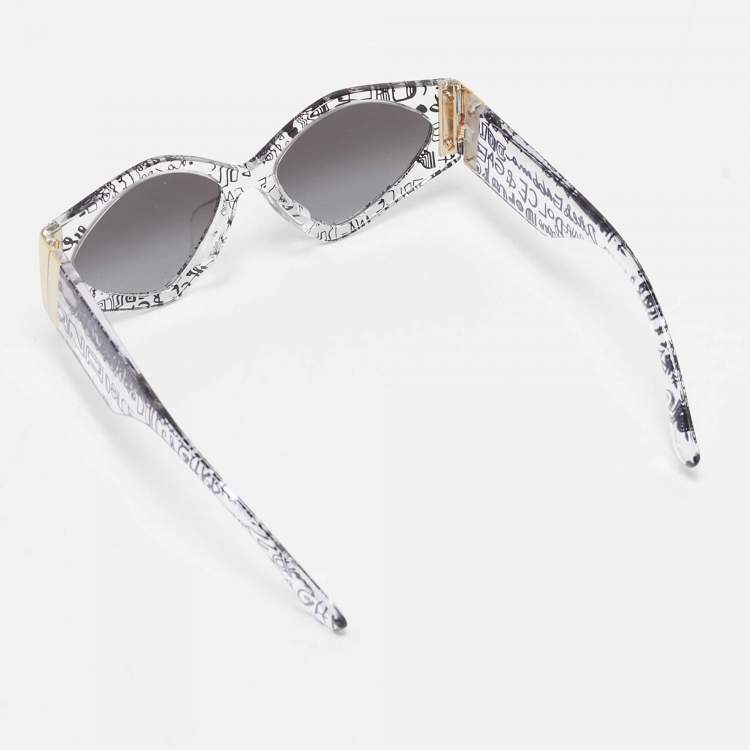 Pre Owned Dolce & Gabbana Black Gradient DG4396 Graffiti Cat Eye Sunglasses