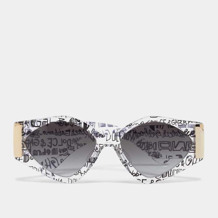 Pre Owned Dolce & Gabbana Black Gradient DG4396 Graffiti Cat Eye Sunglasses