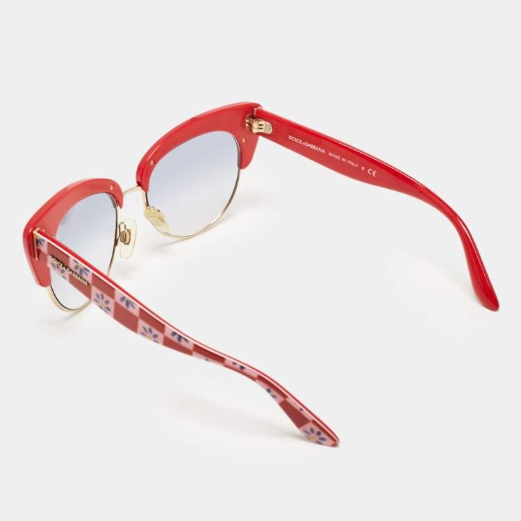 Pre Owned Dolce & Gabbana Red/Blue Gradient DG4277 Sicilian Carretto Cat-Eye Sunglasses