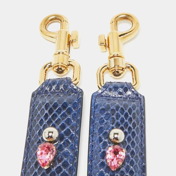 Pre Owned Dolce & Gabbana Blue Snakeskin Embellished Shoulder Bag Strap