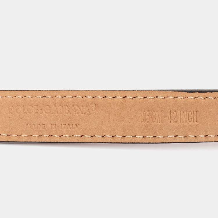 Pre Owned Dolce & Gabbana Magenta Pink Leather D&G Logo Belt 105CM