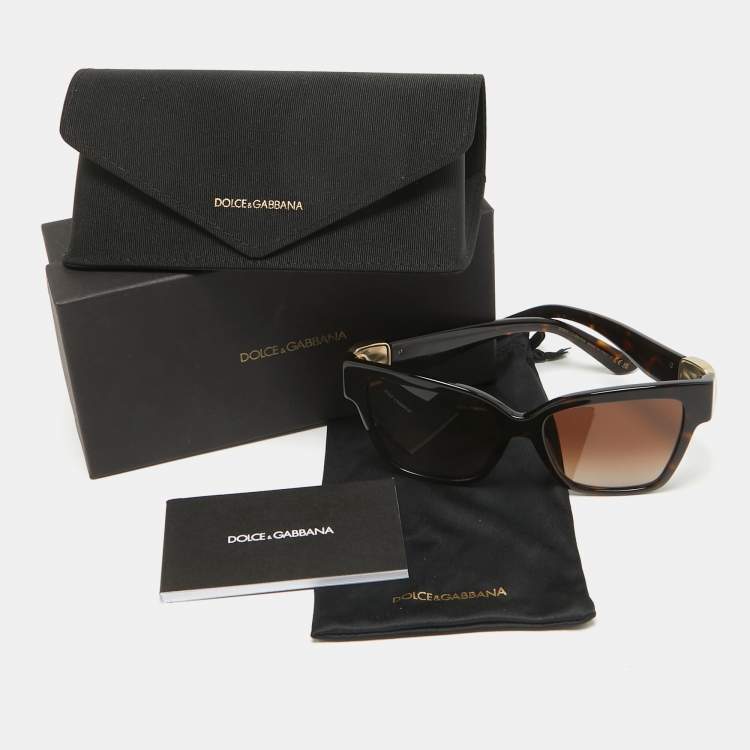 Pre Owned Dolce & Gabbana Tortoise Brown Gradient DG4470 Logo Butterfly Sunglasses