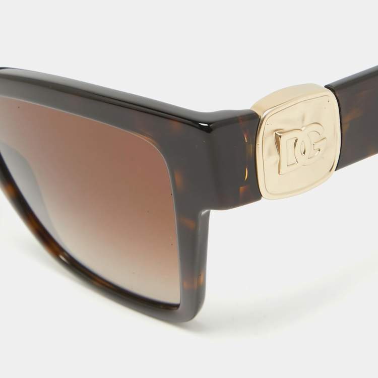 Pre Owned Dolce & Gabbana Tortoise Brown Gradient DG4470 Logo Butterfly Sunglasses