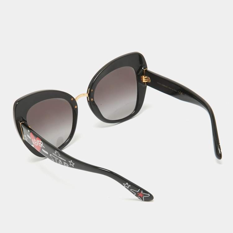 Pre Owned Dolce & Gabbana Black Graffiti Print DG4319 Cat Eye Sunglasses