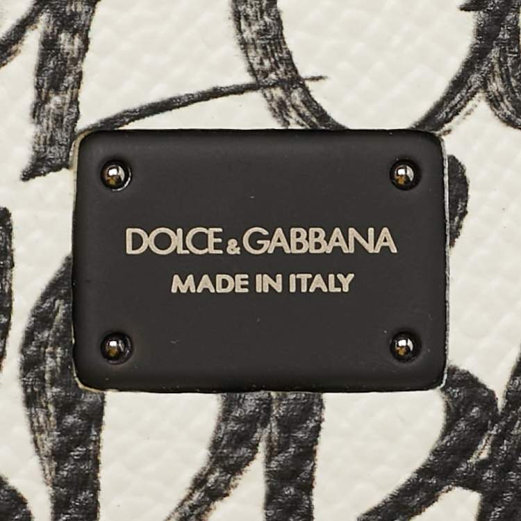 Pre Owned Dolce & Gabbana Black/White Graffiti Dauphine Leather iPhone 12/12 Pro Case