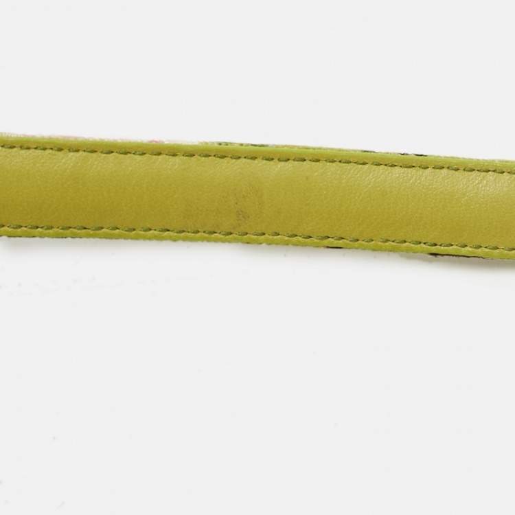 Pre Owned Dolce & Gabbana Green Floral Print Fabric Slim Buckle Belt 75CM
