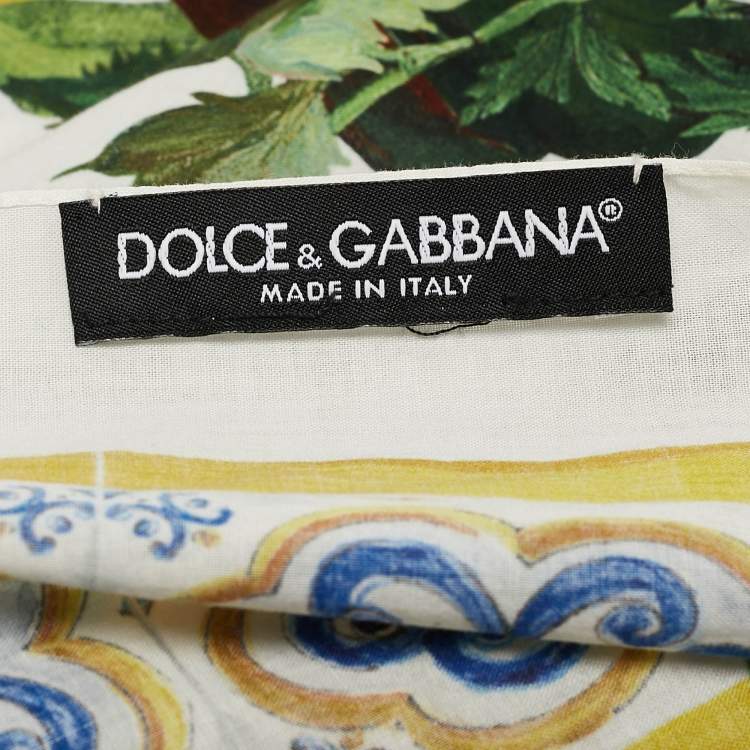 Pre Owned Dolce & Gabbana Multicolor Vegetables Print Cotton Scarf