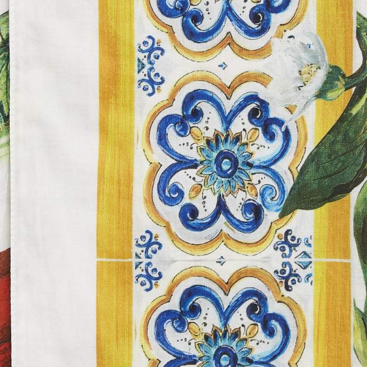 Pre Owned Dolce & Gabbana Multicolor Vegetables Print Cotton Scarf