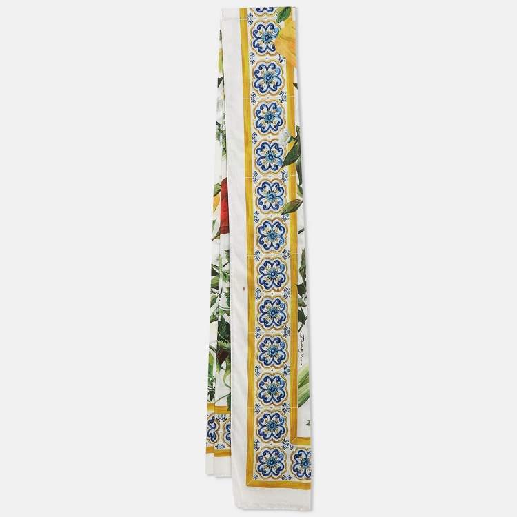 Pre Owned Dolce & Gabbana Multicolor Vegetables Print Cotton Scarf