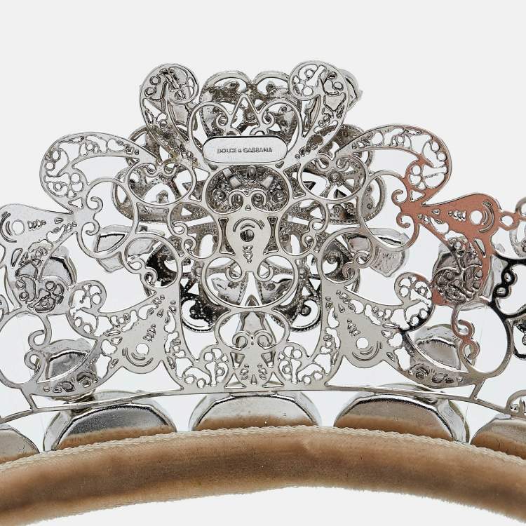 Pre Owned Dolce & Gabbana Silver Tone Crystal Embellished Tiara
