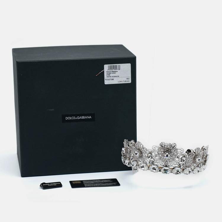 Pre Owned Dolce & Gabbana Silver Tone Crystal Embellished Tiara