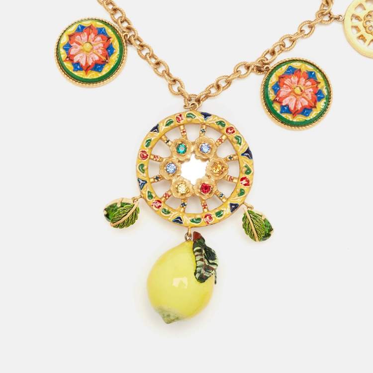 Pre Owned Dolce & Gabbana Multicolor Gold Tone Necklace