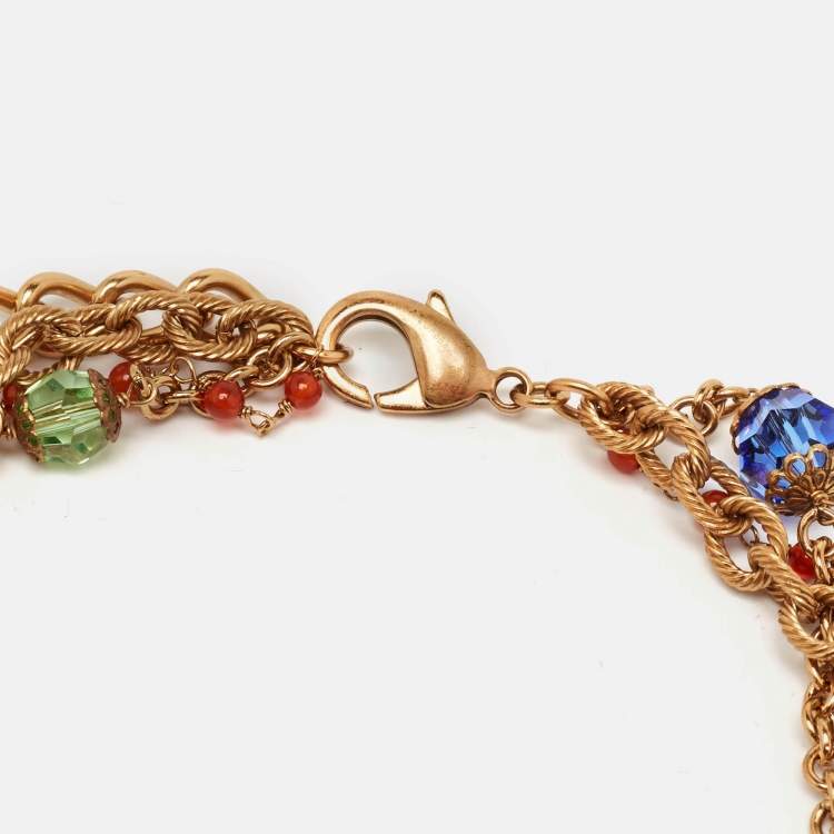 Pre Owned Dolce & Gabbana Multicolor Gold Tone Necklace