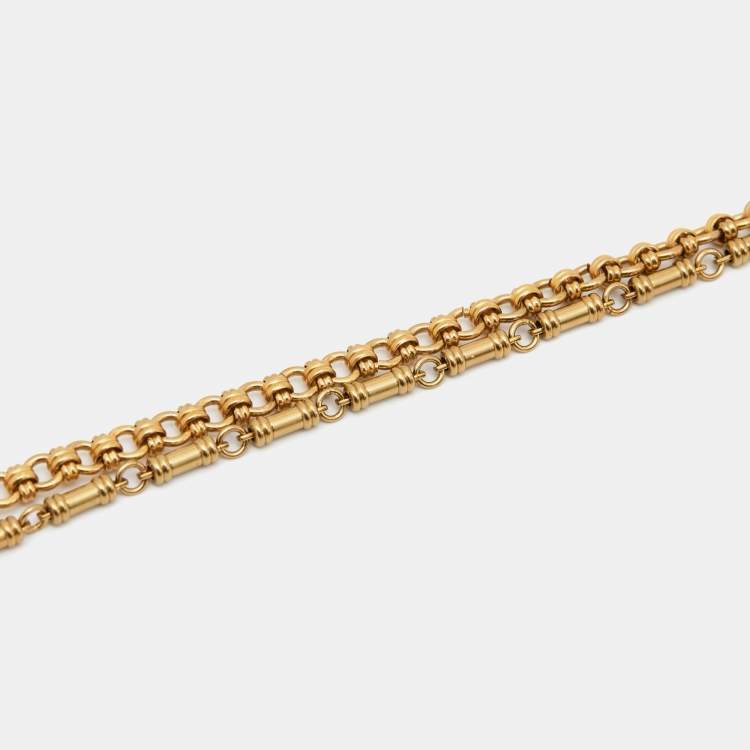 Pre Owned Dolce & Gabbana Composite Painting Crystals Gold  Tone Necklace