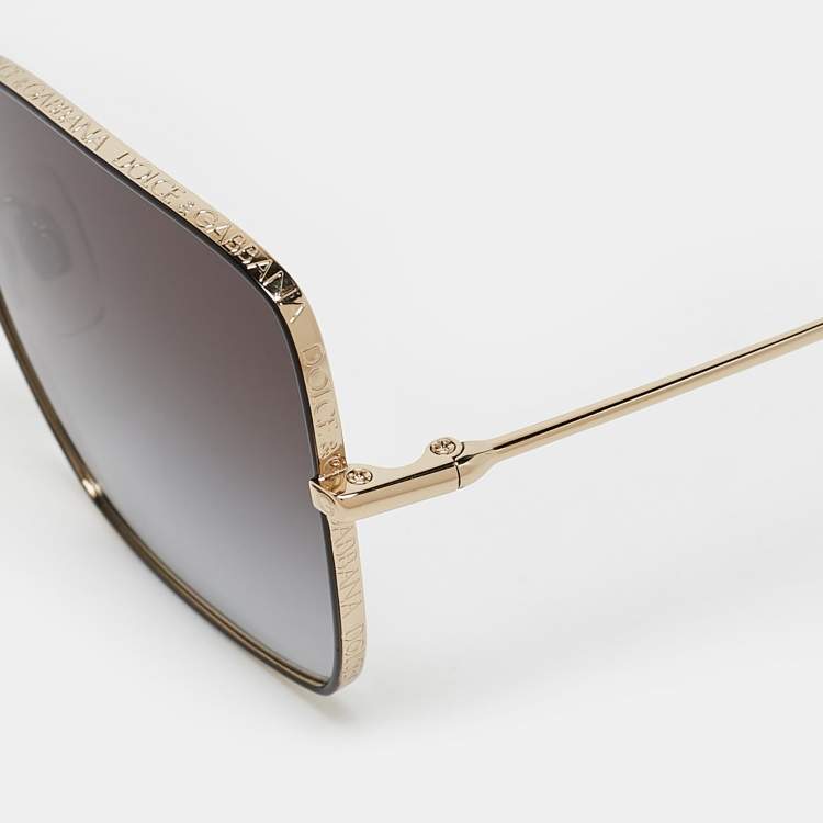 Pre Owned Dolce & Gabbana Black/Gold Gradient DG2242 Square Sunglasses