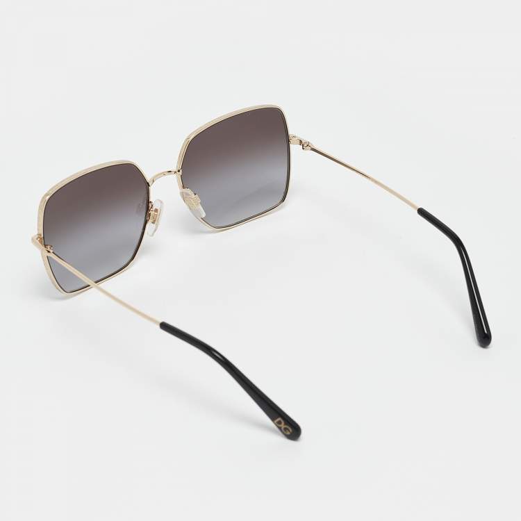 Pre Owned Dolce & Gabbana Black/Gold Gradient DG2242 Square Sunglasses