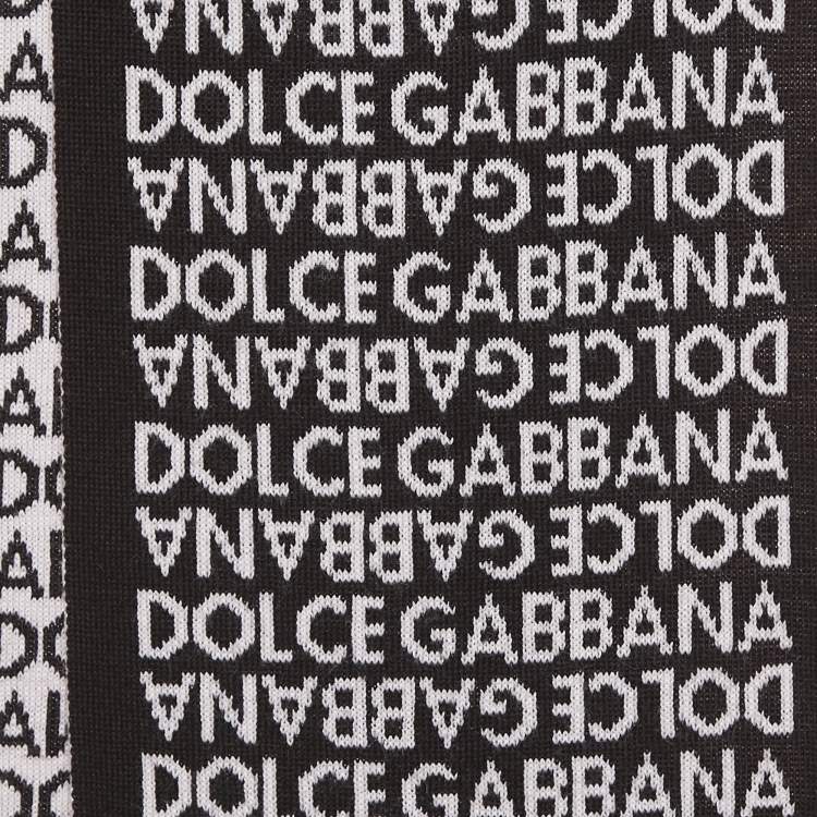 Pre Owned Dolce & Gabbana Brown/Pink Monogram Knit Scarf 