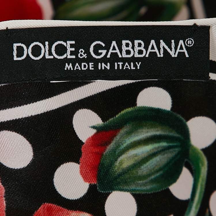 Pre Owned Dolce & Gabbana White Poppy Print Silk Square Scarf