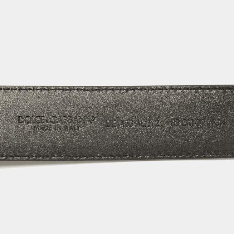 Pre Owned Dolce & Gabbana Black Leather DG Logo Belt 85CM