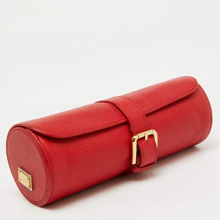 Pre Owned Dolce & Gabbana Red Leather Travel Watch Case