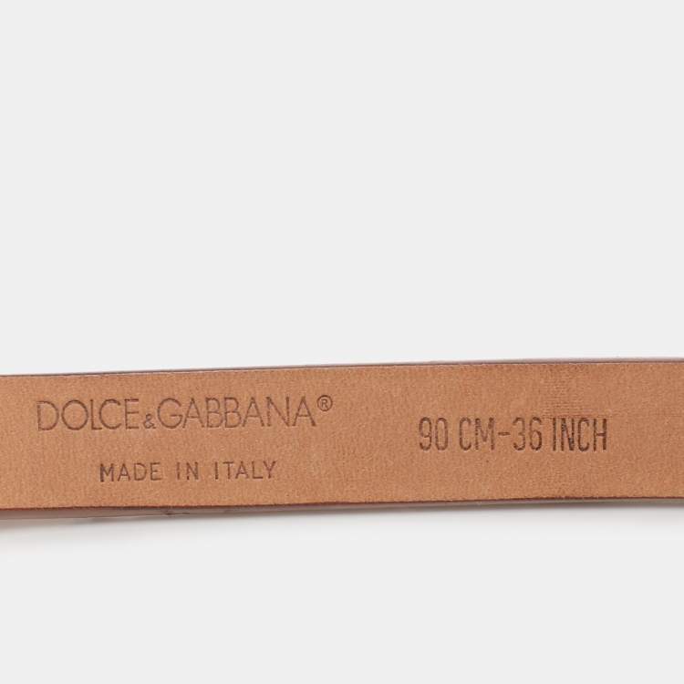 Pre Owned Dolce & Gabbana Brown Snakeskin Leather DG Waist Belt 90cm