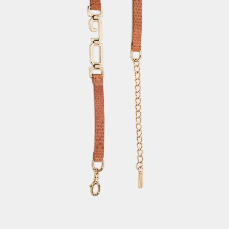 Pre Owned Dolce & Gabbana Brown Snakeskin Leather DG Waist Belt 90cm