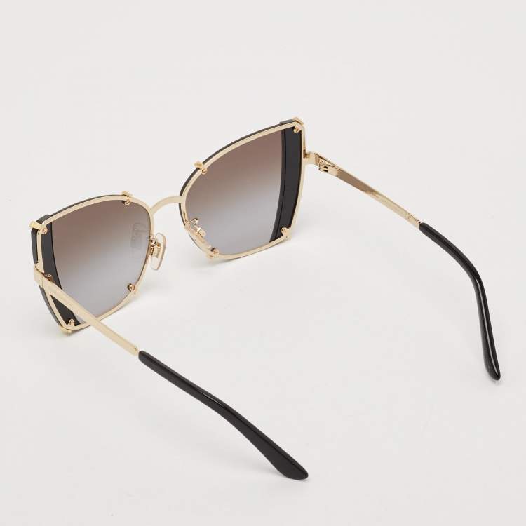 Pre Owned Dolce & Gabbana Black/Gold Gradient DG 2214 Butterfly Sunglasses
