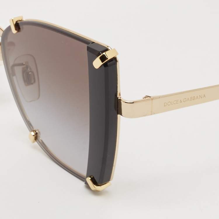 Pre Owned Dolce & Gabbana Black/Gold Gradient DG 2214 Butterfly Sunglasses