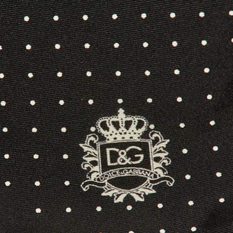 Pre Owned Dolce & Gabbana Black Polkadots Print Silk Pocket Square