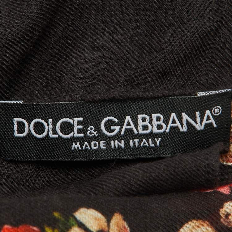 Pre Owned Dolce & Gabbana Multicolor Roses Print Silk Scarf