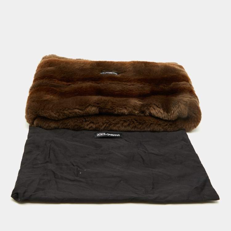 Pre Owned Dolce & Gabbana Brown Rabbit Fur Neck Wrap