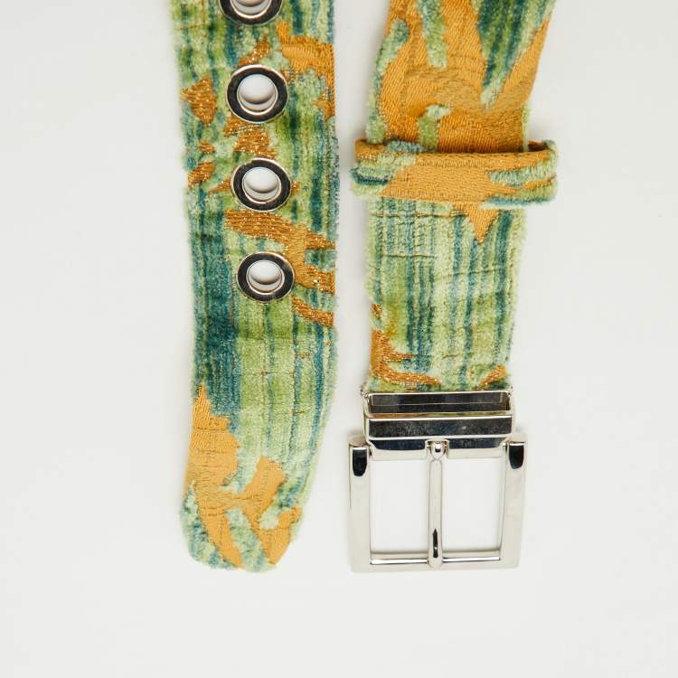 Pre Owned Dolce & Gabbana Multicolor Canvas Buckle Belt 70CM