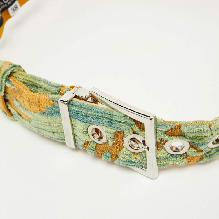 Pre Owned Dolce & Gabbana Multicolor Canvas Buckle Belt 70CM