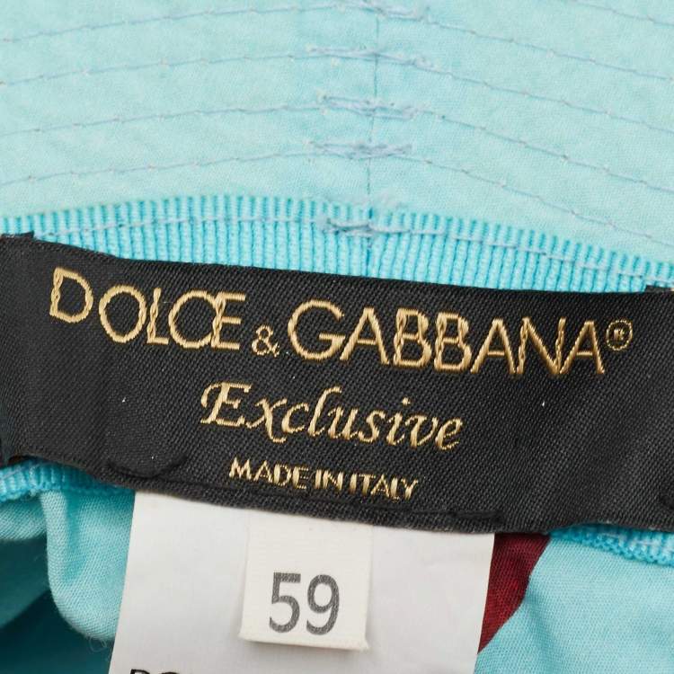 Pre Owned Dolce & Gabbana x Mytheresa Blue Cherry Print Cotton Hat 