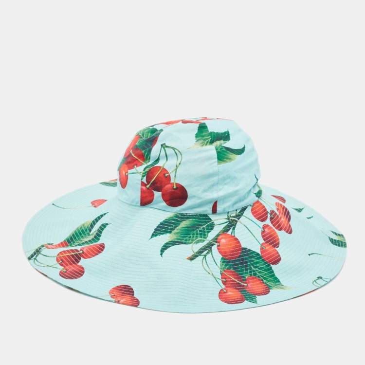 Pre Owned Dolce & Gabbana x Mytheresa Blue Cherry Print Cotton Hat 