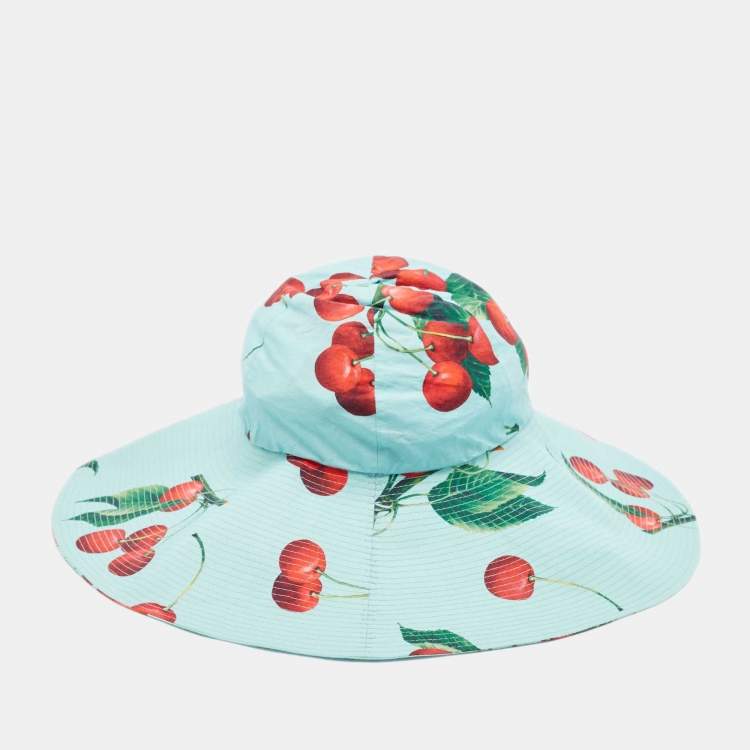 Pre Owned Dolce & Gabbana x Mytheresa Blue Cherry Print Cotton Hat 