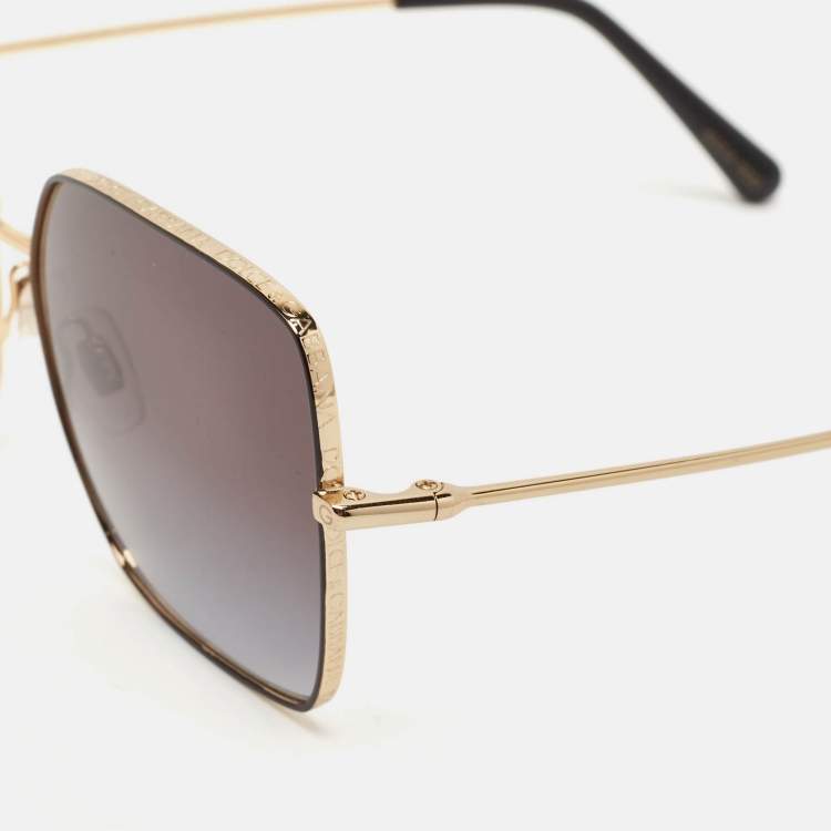 Pre Owned Dolce & Gabbana Black/Gold Gradient DG2242 Square Sunglasses