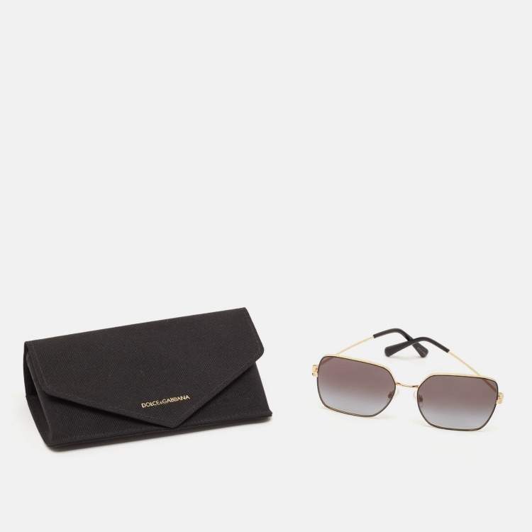 Pre Owned Dolce & Gabbana Black/Gold Gradient DG2242 Square Sunglasses