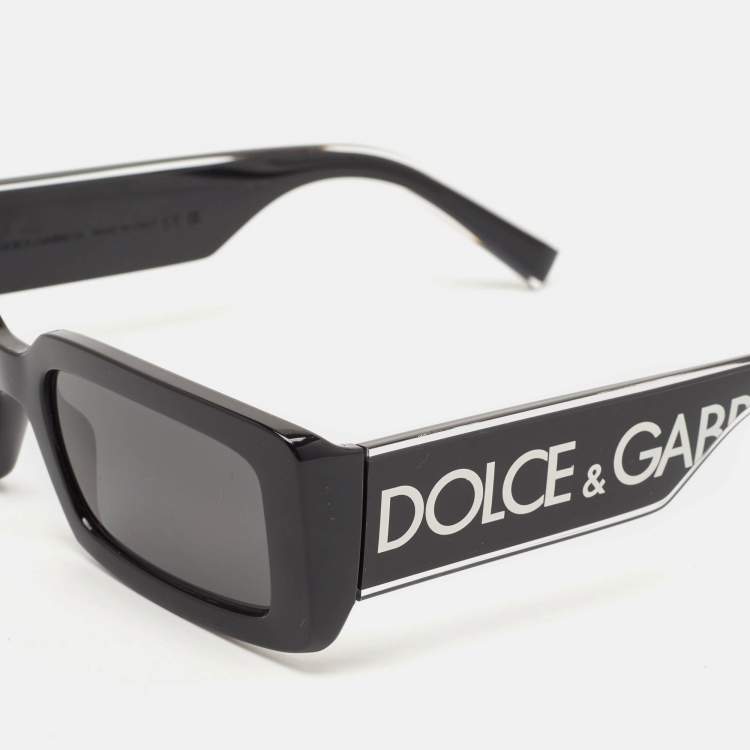 Pre Owned Dolce & Gabbana Black/White DG6187 Rectangle Sunglasses