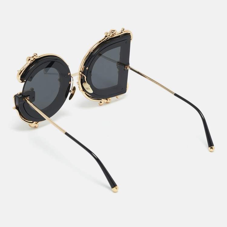 Pre Owned Dolce & Gabbana Gold/BlackDG4366 DG Baroque Sunglasses