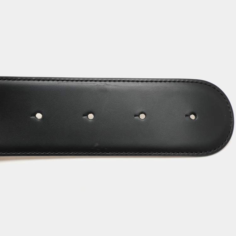 Pre Owned Dolce & Gabbana Black Leather Devotion Waist Belt 75CM